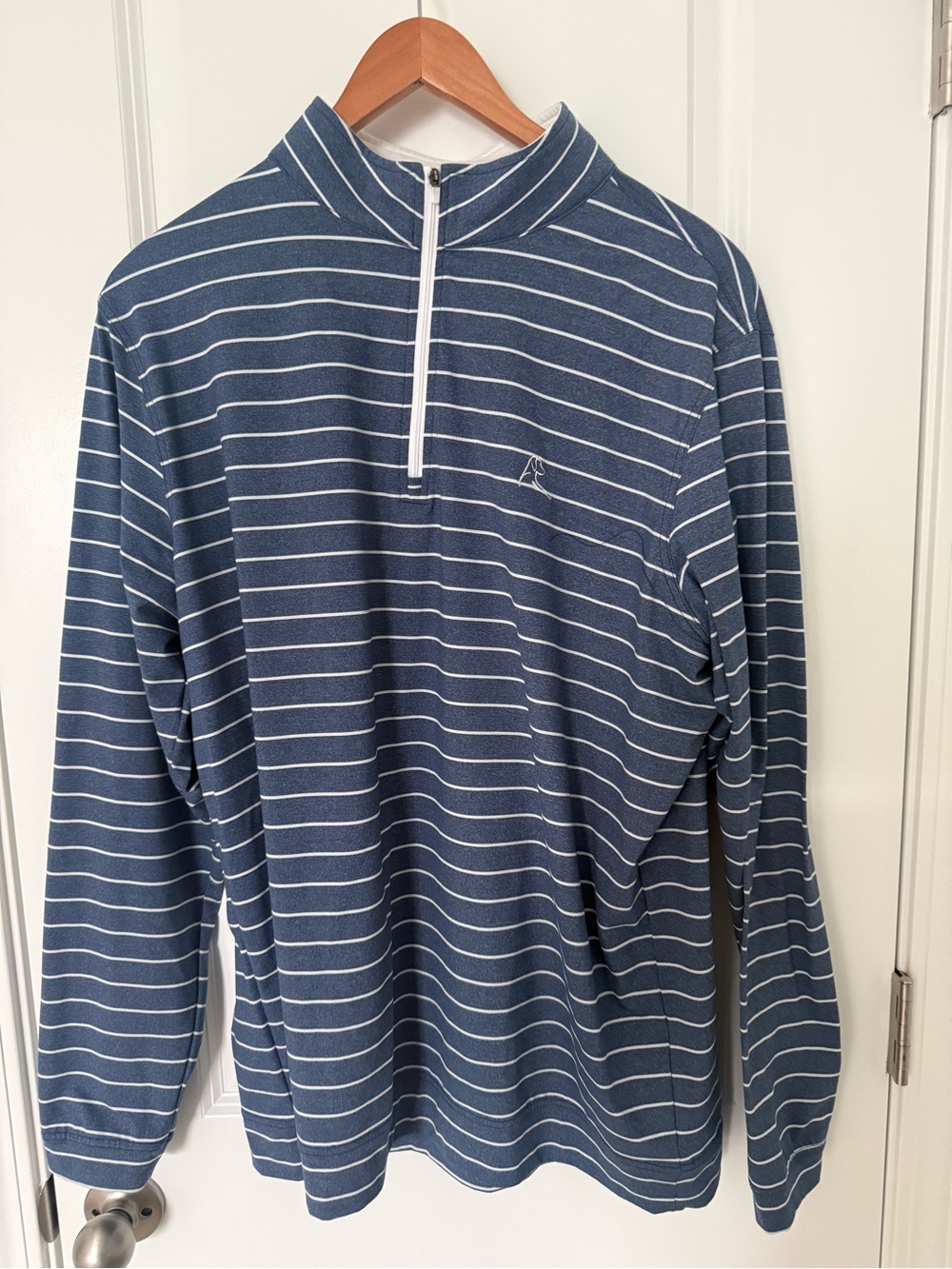 Rhoback Riva Heather Blue Striped Quarterzip